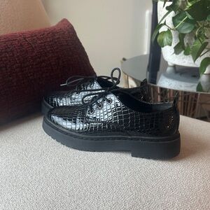 Topshop Black Croc-Embossed Shoes
